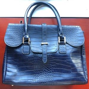 Electric blue crocodile pattern bag
